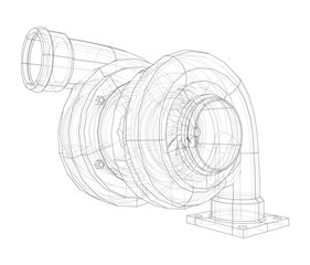 Automobile turbocharger concept outline. Vector