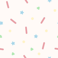 Colorful pastel seamless vector confetti pattern. Party and bakery themed donut or cake sugar sprinkle background.