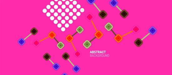Abstract square dot connections, flat style multicolored geometric background for Wallpaper, Banner, Background, Card, Book Illustration, landing page or poster design