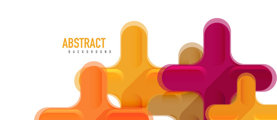 Glossy multicolored plastic style cross composition, x shape design, techno geometric modern abstract background. Trendy abstract layout template