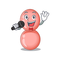 Talented singer of neisseria gonorrhoeae cartoon character holding a microphone