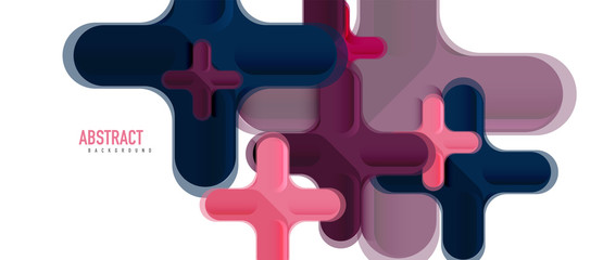 Glossy multicolored plastic style cross composition, x shape design, techno geometric modern abstract background. Trendy abstract layout template