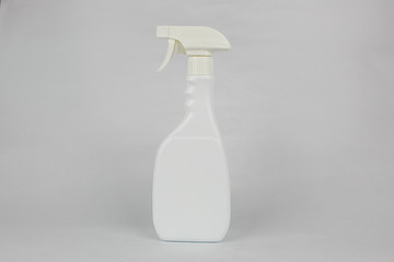 White blank plastic spray detergent bottle isolated on white background.