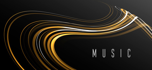 Abstract dynamic composition of lines in dynamic movement forming elegant shape, abstract music melody graphic, symphony poster © YarM