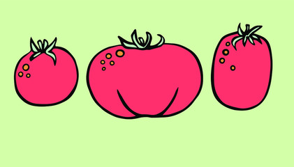 Pattern with ripe tomatoes. Seamless background texture with vegetables. Vegetarian food. Round shapes. Vector stock image.