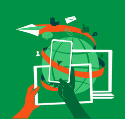 Concetto per comunicazione digitale globale tramite dispositivi mobile © Hurca!