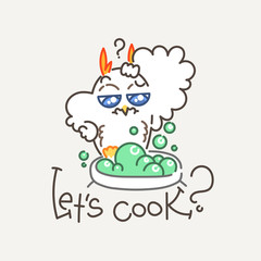 Cute owl in line style with quote. Print for poster, t-shirt, logo, stiker, textile or bags