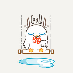 Cute owl in line style with quote. Print for poster, t-shirt, logo, stiker, textile or bags