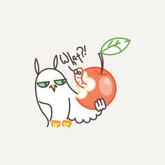 Cute owl in line style with quote. Print for poster, t-shirt, logo, stiker, textile or bags