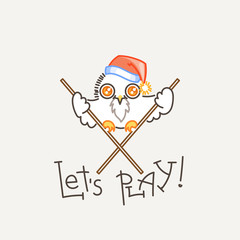 Cute owl in line style with quote. Print for poster, t-shirt, logo, stiker, textile or bags