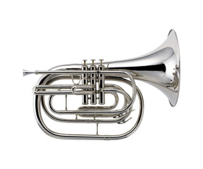 Obraz na płótnie Canvas Nickel French horn , Horn, Brass Music Instrument Isolated on White background