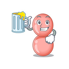 A cartoon concept of neisseria gonorrhoeae rise up a glass of beer