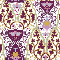 Seamless floral pattern folk colorful flowers and leaves. Indian, turkish, spanish ornament. ethnic style. Mediterranean seamless wallpaper. Ramadan ornament