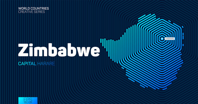 Abstract map of Zimbabwe with hexagon lines