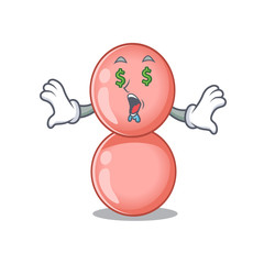 Rich cartoon character design of neisseria gonorrhoeae with money eyes