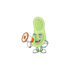 A picture of staphylococcus pneumoniae cartoon design style speaking on a megaphone