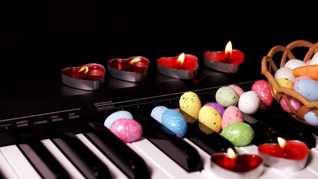 Colorful Easter Paschal Eggs on Piano Keys