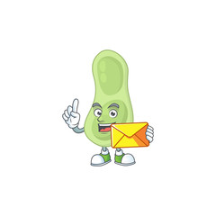 Cute face staphylococcus pneumoniae mascot design bring brown envelope