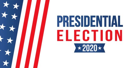 2020 United States of Presidential Election banner.Vote. Patriotic illustration with american flag and symbols