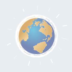 Cartoon vector illustration of world globe on white