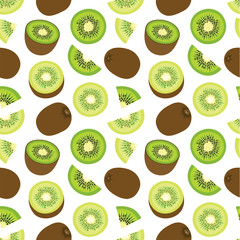 Seamless background with kiwis different positions