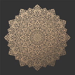 Gold mandala. Decorative round ornament. Suitable for postcards and textiles.	