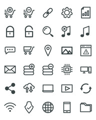 Set of ui internet technology thin line icon. Symbol vector illustrator.