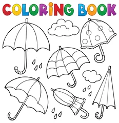 Foto op Plexiglas Voor kinderen Kleurboek paraplu thema set 1