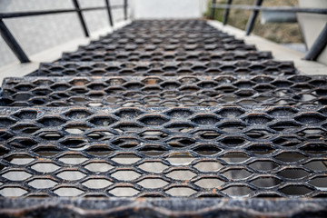iron stairs top to bottom view