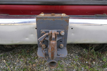 Much used slightly rusting car coupling device for trailers or as a towing aid