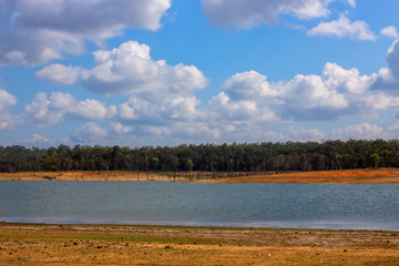 Lake Tinaroo on the Atherton Tablelands in Queensland, Australia, with low water during drought