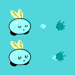 Cute Doodle Character Beat Corona Down