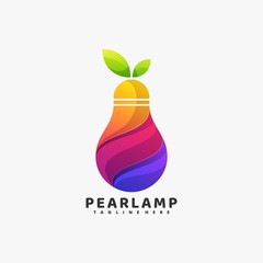 Vector Logo Illustration Pear Lamp Gradient Colorful Style