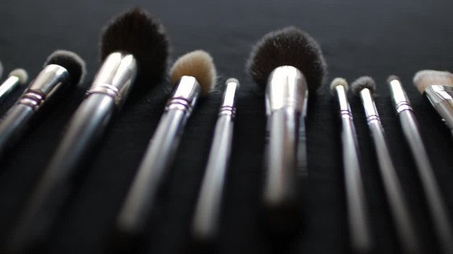 Professional kit of makeup brushes. Set for make up artist