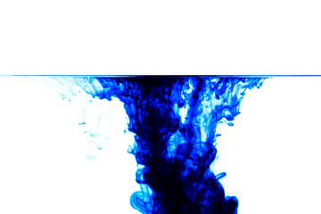 Blue ink drop in water. Background,Water drop collision with abstract effect.Blue ink isolated in water - Powered by Adobe