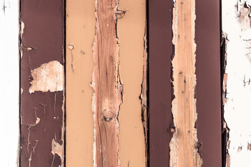 Pealing brown paint  on wooden plank background