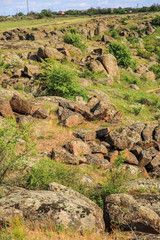 Fototapeta na wymiar Granite stones in the steppe