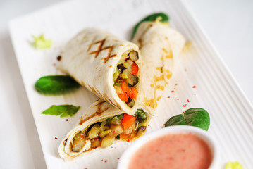 tortilla wrap with sauce