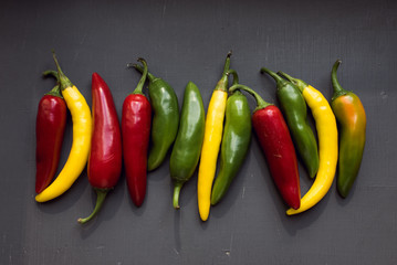 Multi-colored peppers close-up.