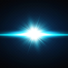Obraz premium Vector illustration of a blue color.Glow light effect. Vector illustration. Christmas flash. dust,shining sun, bright flash. 