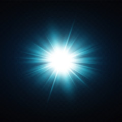 Vector illustration of a blue color.Glow light effect. Vector illustration. Christmas flash. dust,shining sun, bright flash. 