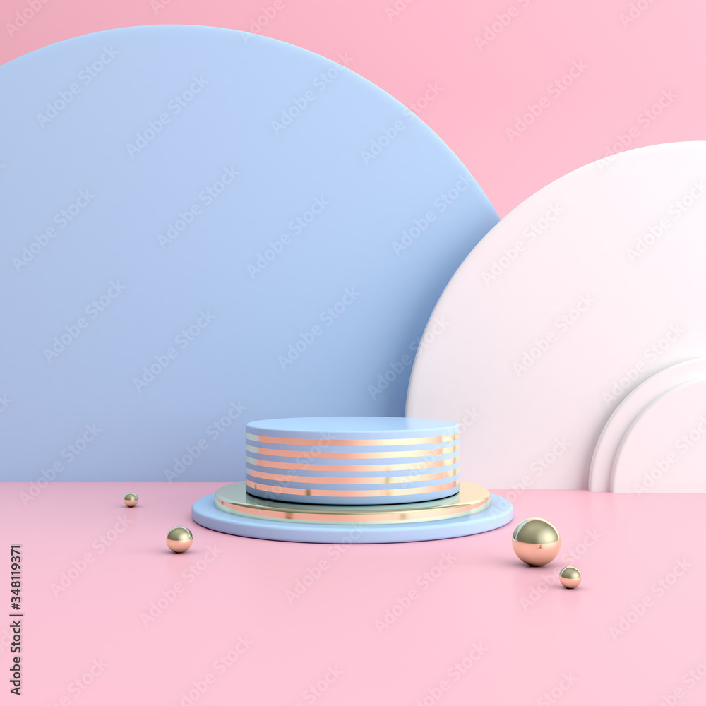 Poster minimal mock up scene of round podium, product presentation. architectural design with geometric in 