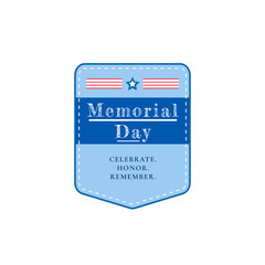 US Memorial Day flat color vector badge. American memorial holiday. National United States event sticker. US liberty and freedom day patch. War hero honor ceremony isolated design element