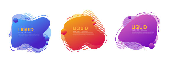 Modern abstract dynamic fluid liquid set. Graphic template element.
