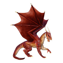 3D Rendering Fairy Tale Dragon on White