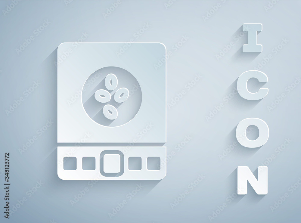 Canvas Prints paper cut electronic coffee scales icon isolated on grey background. weight measure equipment. paper