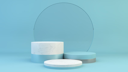 Podium with glass circle background