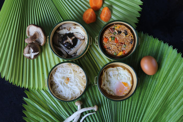 no meat healthy oriental meal served in pinto