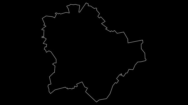 Budapest Hungary map outline animation
