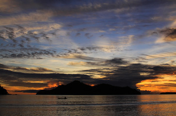 Sunset behind Marak island, Sumatra, Indonesia